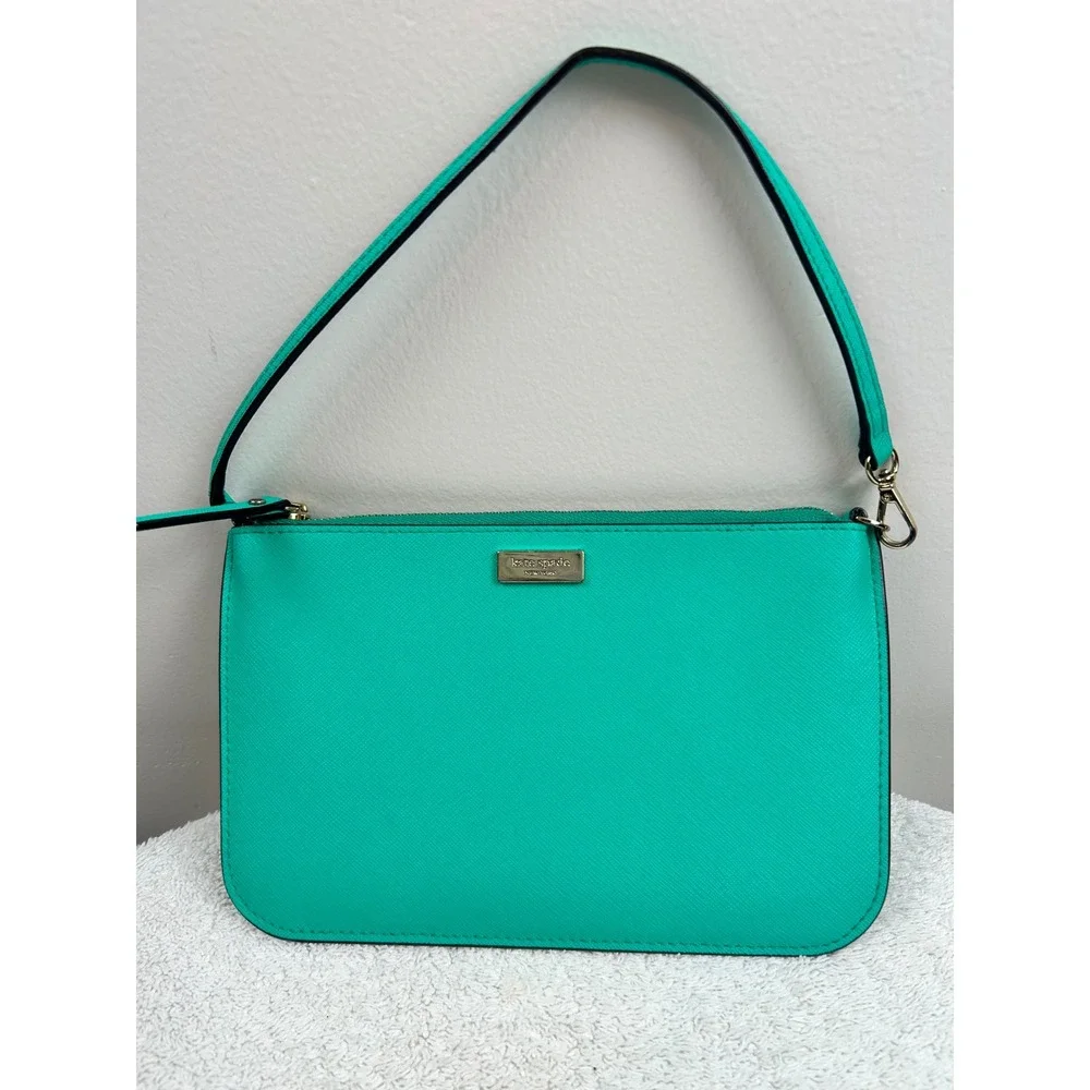 kate spade Turquoise Saffiano Leather Wristlet Shoulder Bag